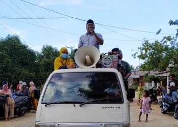 Kenderai Mobil Pick Up, Calon Sangadi Patris Babay Sampaikan Visi dan Misi