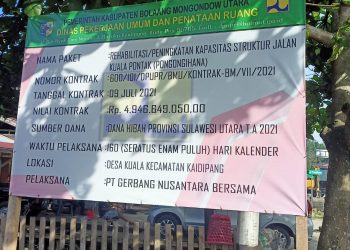 Papan Proyek Jalan Pongihana Desa Kuala