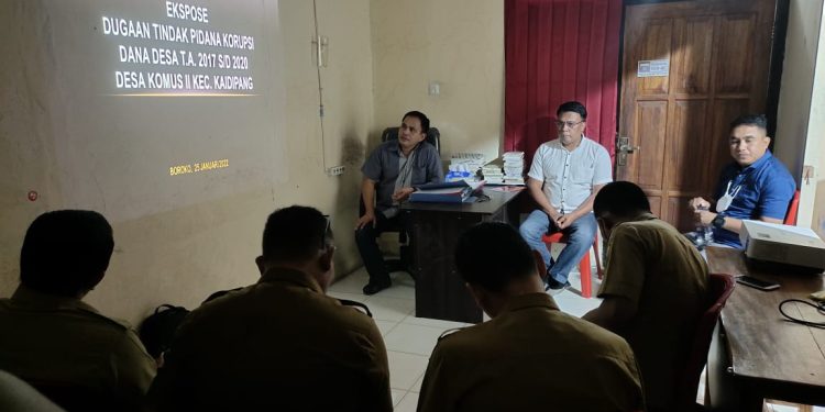 Tipidkor Reskrim Polres Bolmut Saat Menggelar Ekspose Kasus Dengan Inspektorat (Foto/DD)