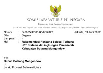 BKPP Bolmong Kantongi Rekom KASN