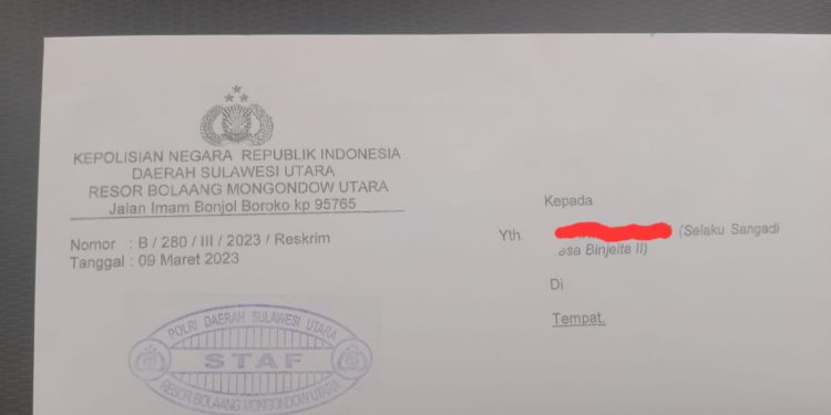 Sangadi Binjeita 2 Diperiksa Hari Ini di Polres Bolmut