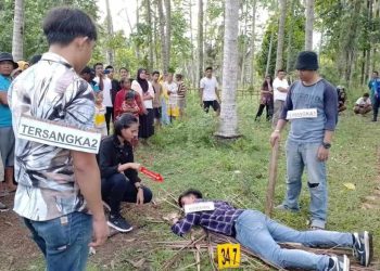 Polres Bolmut Gelar Rekonstruksi Kasus Pembunuhan Sadis di Bigo Selatan 