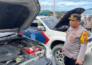 Matangkan Persiapan Pemilu 2024, Kapolres Bolmut Cek Kenderaan Dinas Polri