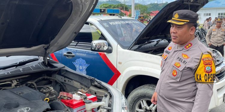 Matangkan Persiapan Pemilu 2024, Kapolres Bolmut Cek Kenderaan Dinas Polri