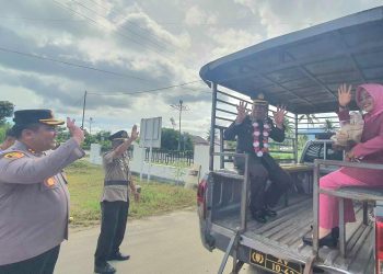 Mobil Patroli Iringi Kepergian Kompol Haris Mokodompit Dari Mapolres Bolmut 