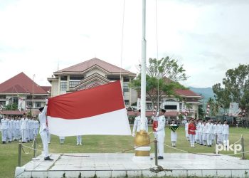 Pengibaran Bendera Peringatan HUT RI ke-79 Kabupaten Bolmong Berlangsung Khidmad