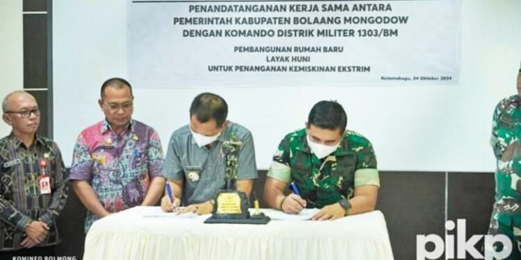 Pemda Bolmong Teken MoU Pembangunan RBLH Kemiskinan Ekstrim