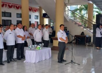 Apel Kerja Perdana Usai Libur Bersama Hari Raya Nyepi dan Cuti Bersama Lebaran Idul Fitri Pemkab Bolmong Digelar