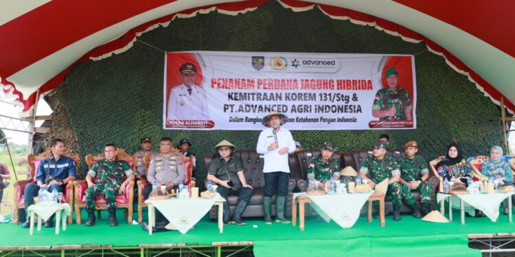 Bupati Yusra Dampingi Danrem 131 Santiago Tanam Jagung Hibrida