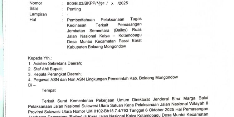 Penutupan Total Akses Jalan Kaiya-Kotamobagu, Pemda Bolmong Keluarkan Kebijakan Kerja PNS